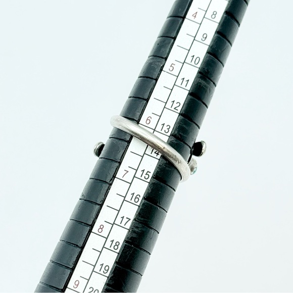 Vintage Turquoise Sterling Silver Ring - Native American 5-Stone Snake Eye - Picture 8 of 9